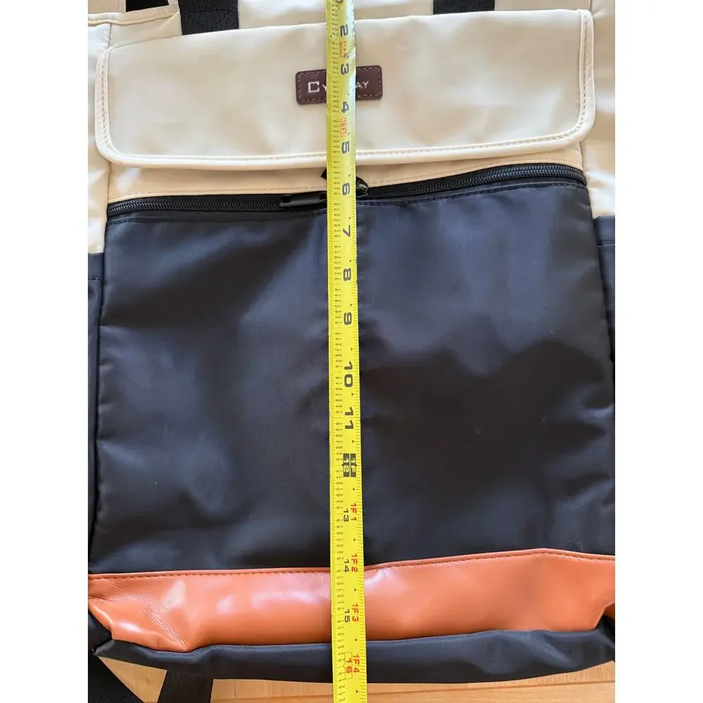 Cyureay Laptop Bag Convertible Tote Backpack Travel Black Tan